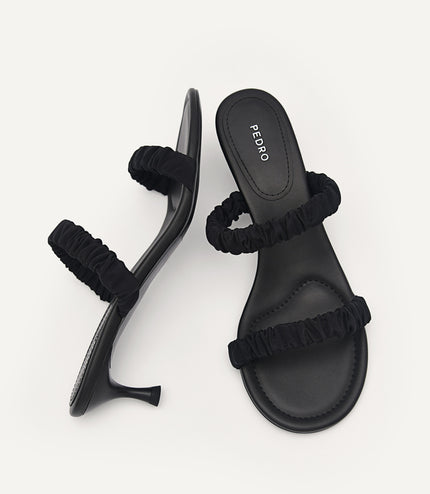 Taffeta Fraise Heeled Sandals - Black