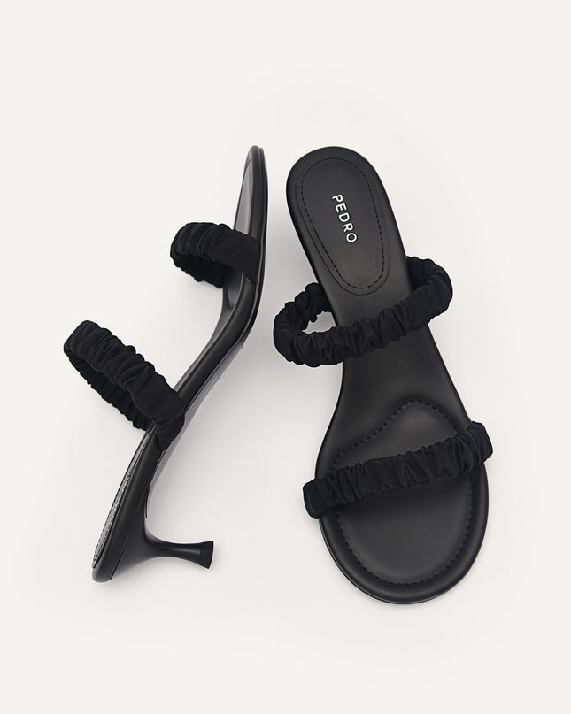 Taffeta Fraise Heeled Sandals - Black