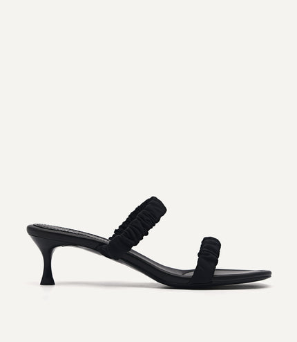 Taffeta Fraise Heeled Sandals - Black