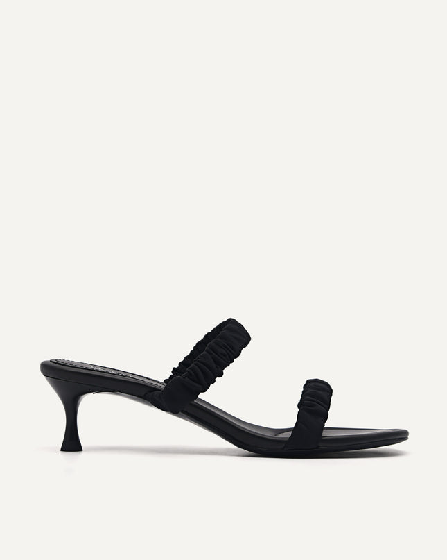 Taffeta Fraise Heeled Sandals - Black