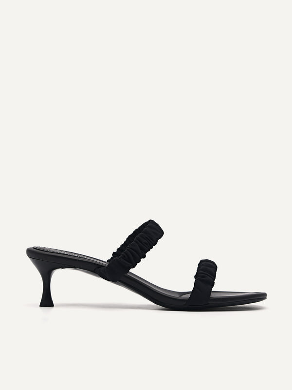 Taffeta Fraise Heeled Sandals - Black