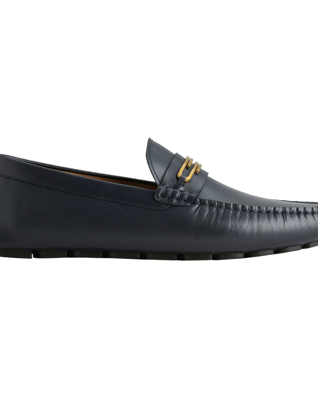 Leather Moccasins with Gold Hardware