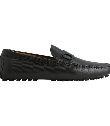Embossed Leather Moccasins with Octagon Hardware