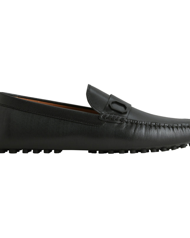 Embossed Leather Moccasins with Octagon Hardware