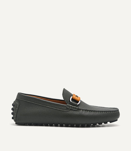 Leather Mocassins with Weave Saddle