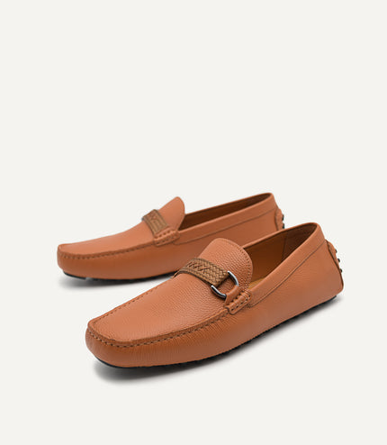 Leather Mocassins with Weave Saddle