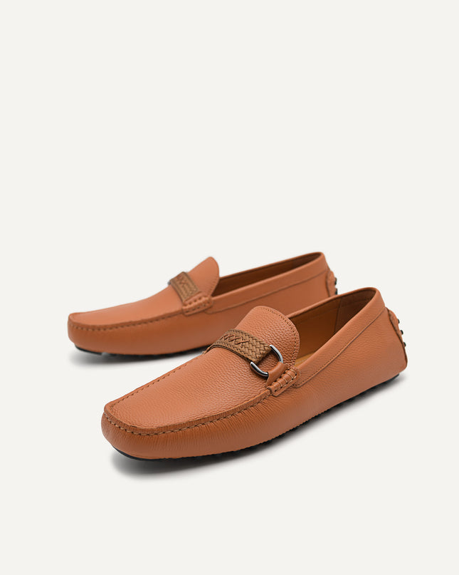 Leather Mocassins with Weave Saddle