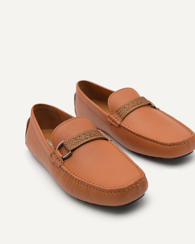 Leather Mocassins with Weave Saddle