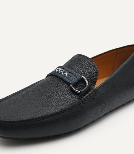 Leather Mocassins with Weave Saddle