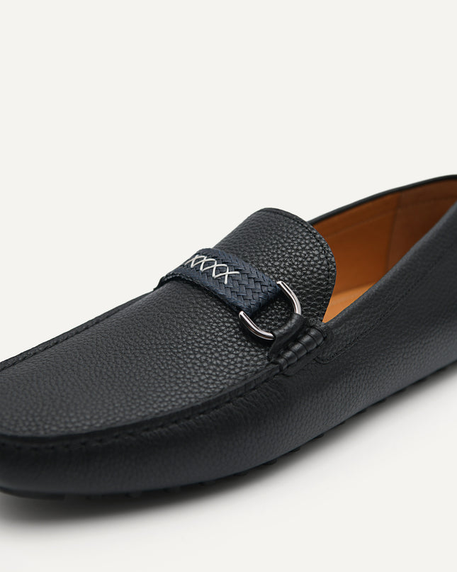 Leather Mocassins with Weave Saddle