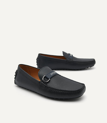 Leather Mocassins with Weave Saddle