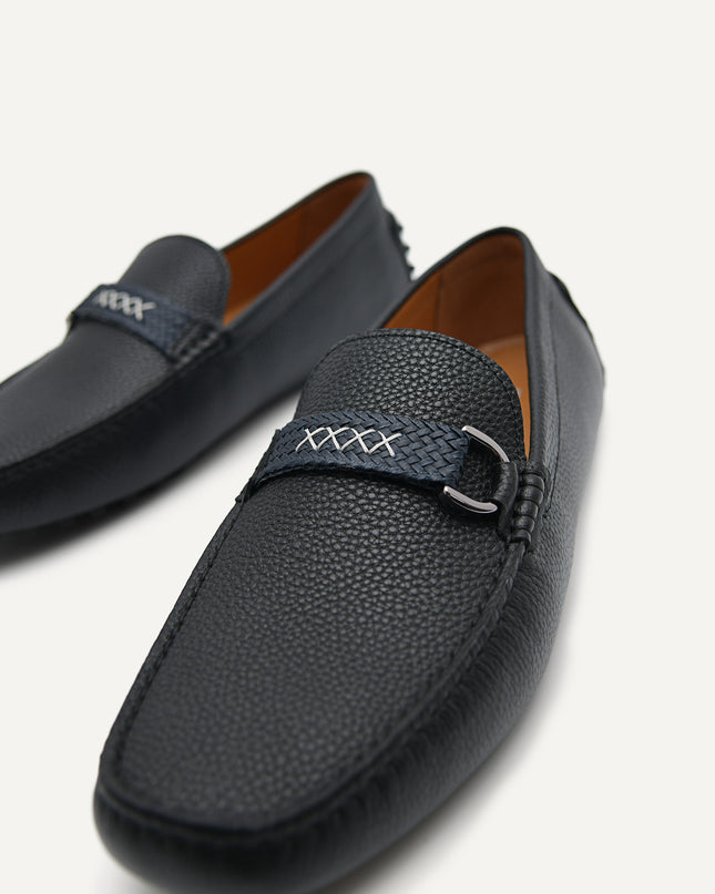 Leather Mocassins with Weave Saddle