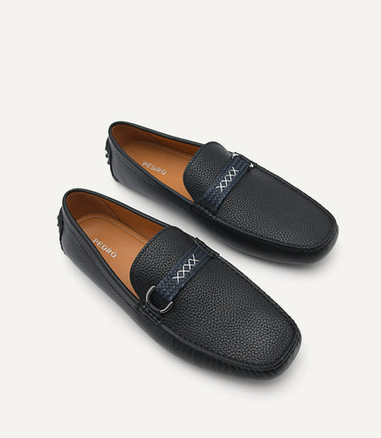 Leather Mocassins with Weave Saddle