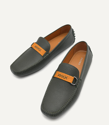 Leather Mocassins with Weave Saddle
