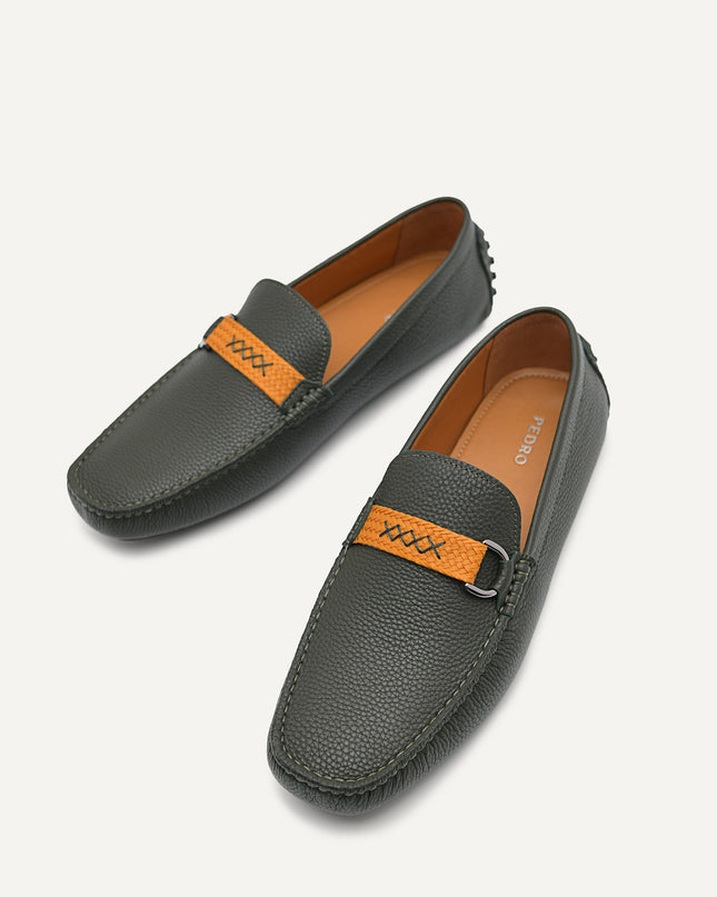 Leather Mocassins with Weave Saddle