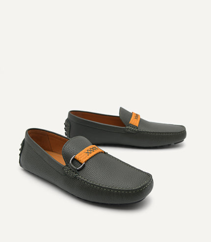 Leather Mocassins with Weave Saddle