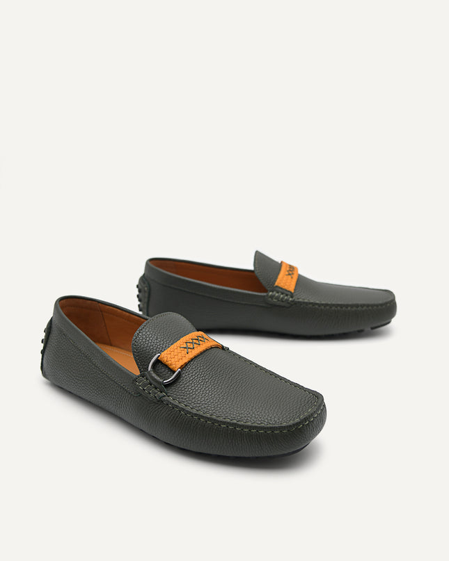 Leather Mocassins with Weave Saddle