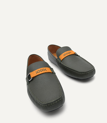 Leather Mocassins with Weave Saddle