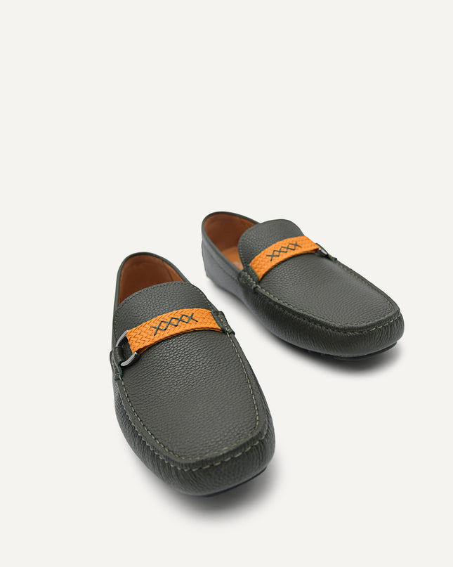 Leather Mocassins with Weave Saddle