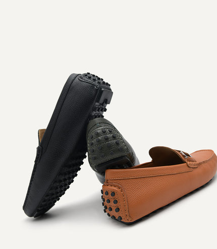 Leather Mocassins with Weave Saddle