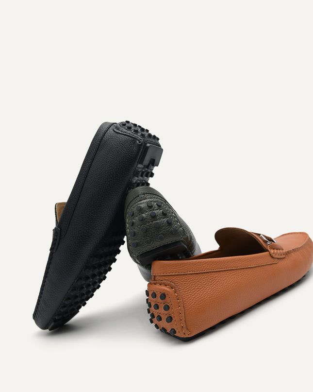 Leather Mocassins with Weave Saddle