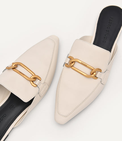 PEDRO Studio Leather Edie Flats - Chalk
