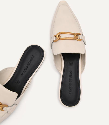 PEDRO Studio Leather Edie Flats - Chalk