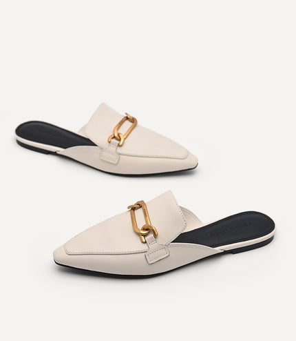 PEDRO Studio Leather Edie Flats - Chalk