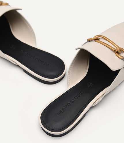 PEDRO Studio Leather Edie Flats - Chalk