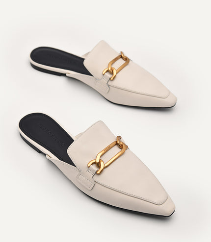 PEDRO Studio Leather Edie Flats - Chalk