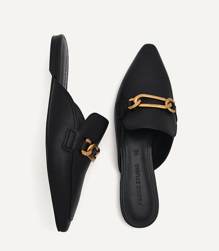 PEDRO Studio Leather Edie Flats - Black