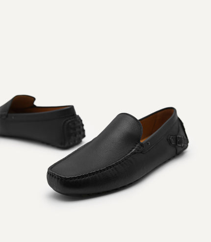 Leather Driving Moccassins with Side Buckle