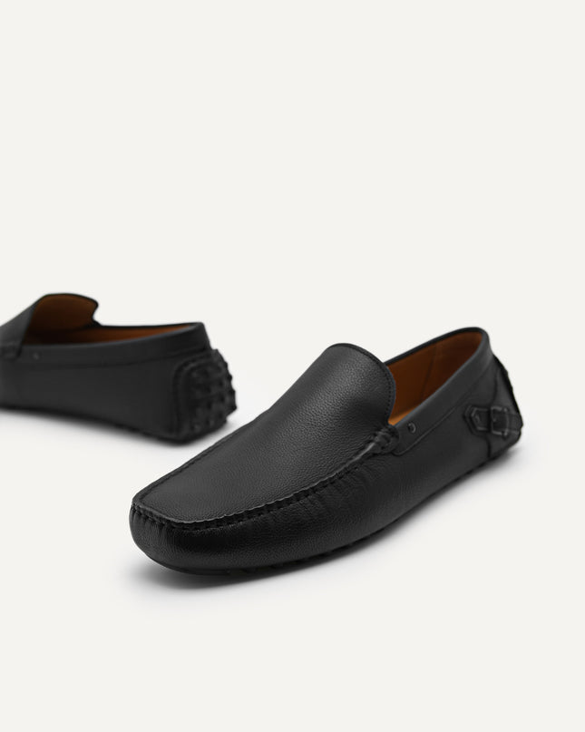 Leather Driving Moccassins with Side Buckle
