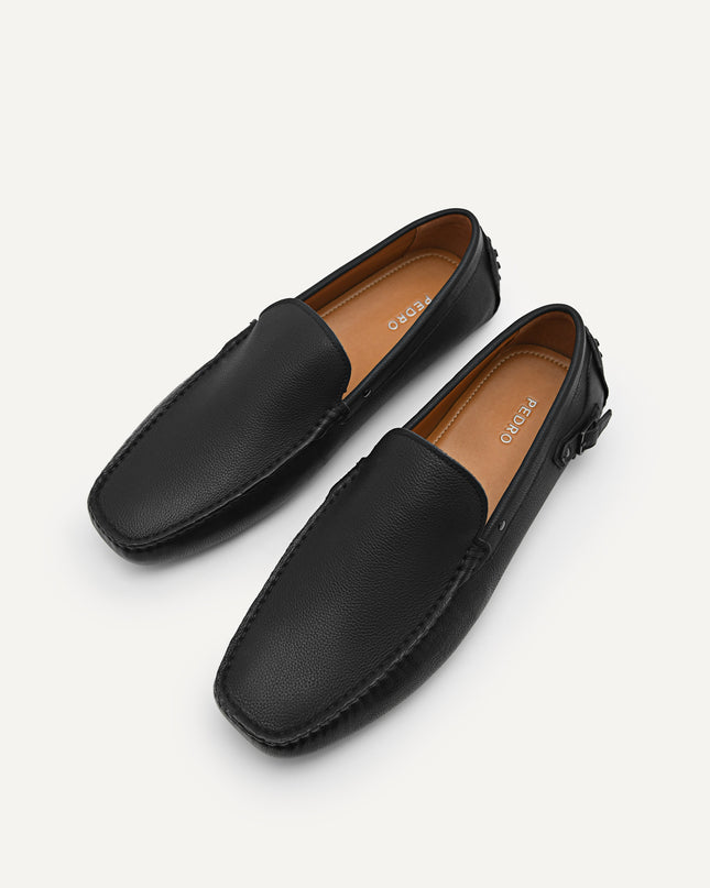 Leather Driving Moccassins with Side Buckle