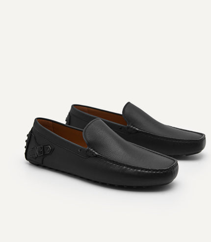 Leather Driving Moccassins with Side Buckle
