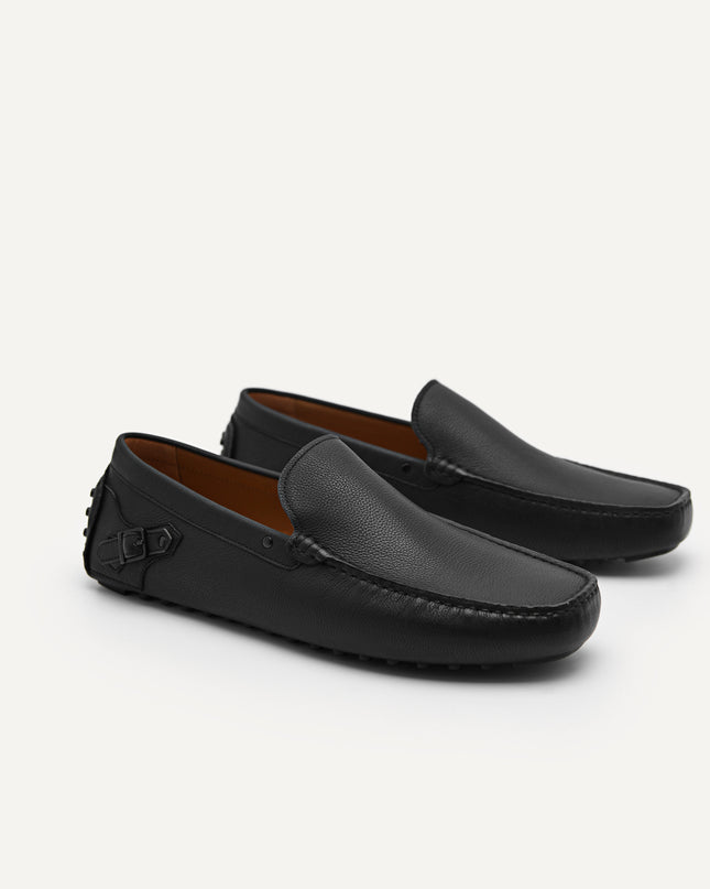 Leather Driving Moccassins with Side Buckle