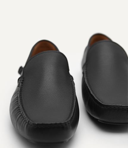 Leather Driving Moccassins with Side Buckle