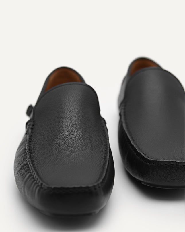 Leather Driving Moccassins with Side Buckle