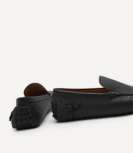 Leather Driving Moccassins with Side Buckle