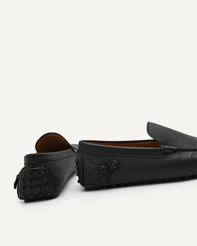Leather Driving Moccassins with Side Buckle