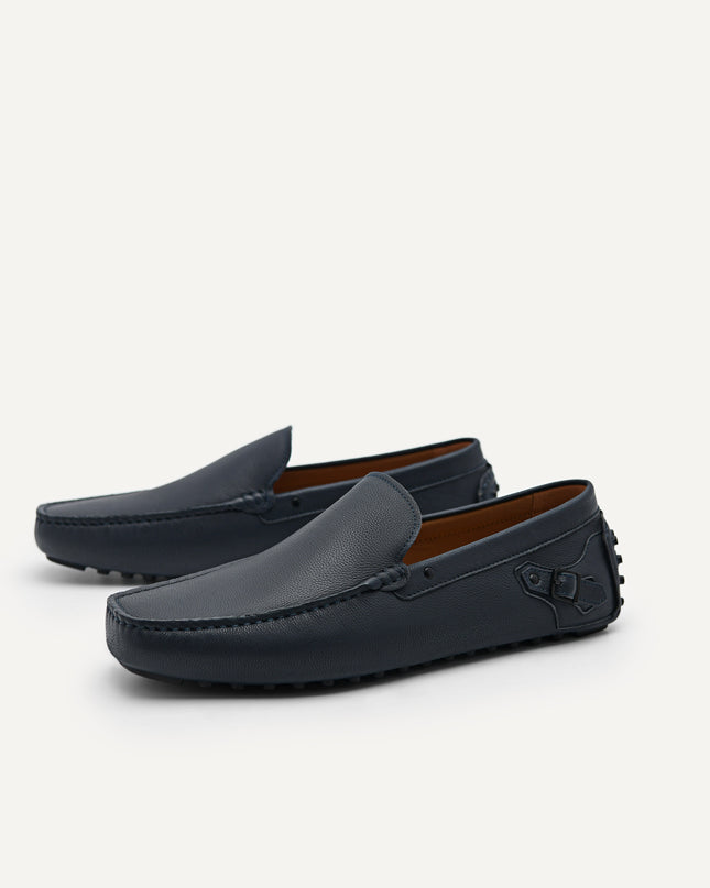 Leather Driving Moccassins with Side Buckle