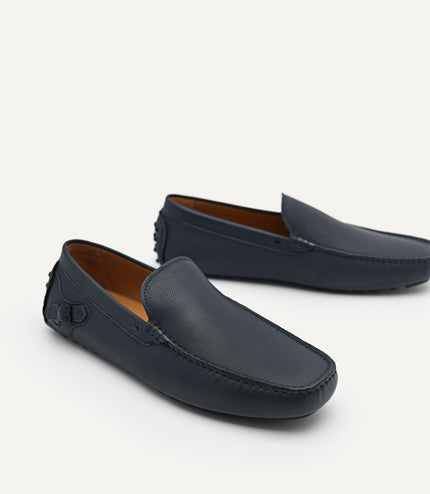 Leather Driving Moccassins with Side Buckle