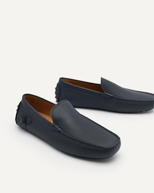 Leather Driving Moccassins with Side Buckle