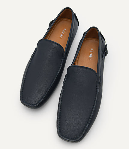 Leather Driving Moccassins with Side Buckle