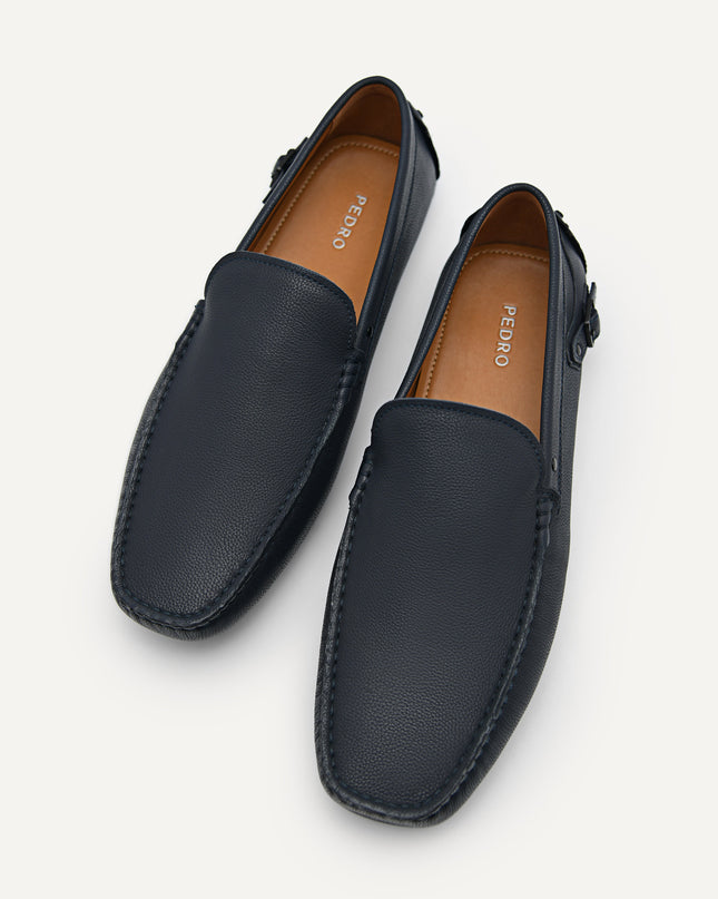 Leather Driving Moccassins with Side Buckle