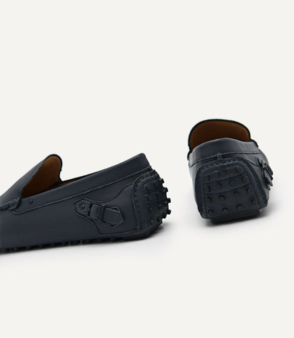Leather Driving Moccassins with Side Buckle