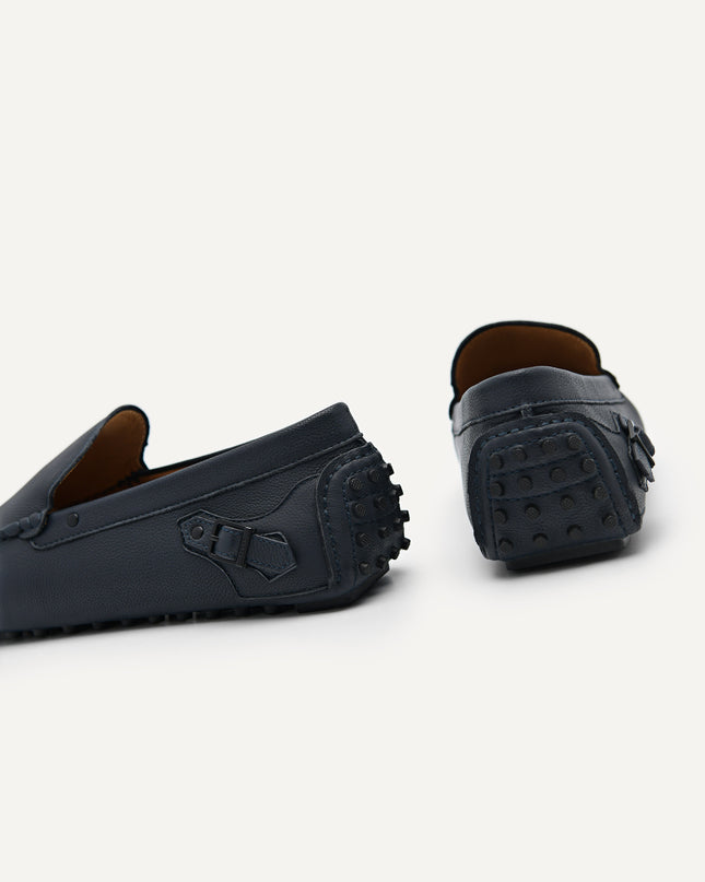 Leather Driving Moccassins with Side Buckle