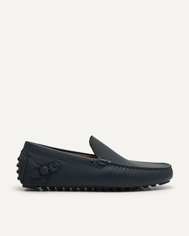 Leather Driving Moccassins with Side Buckle