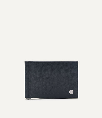 Leather Bi-Fold Card Holder with Money Clip
