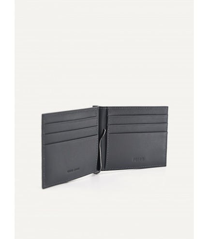 Leather Bi-Fold Card Holder with Money Clip